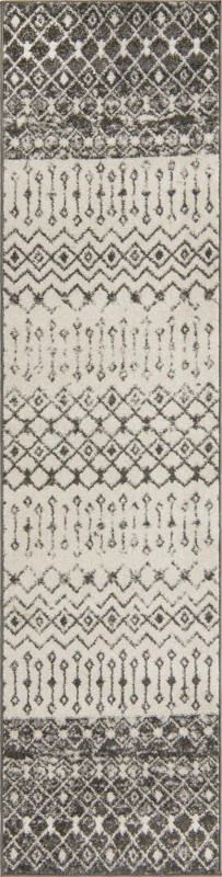 2' 7 x 10' Vernon · Geometric tribal rug, gray and ivory