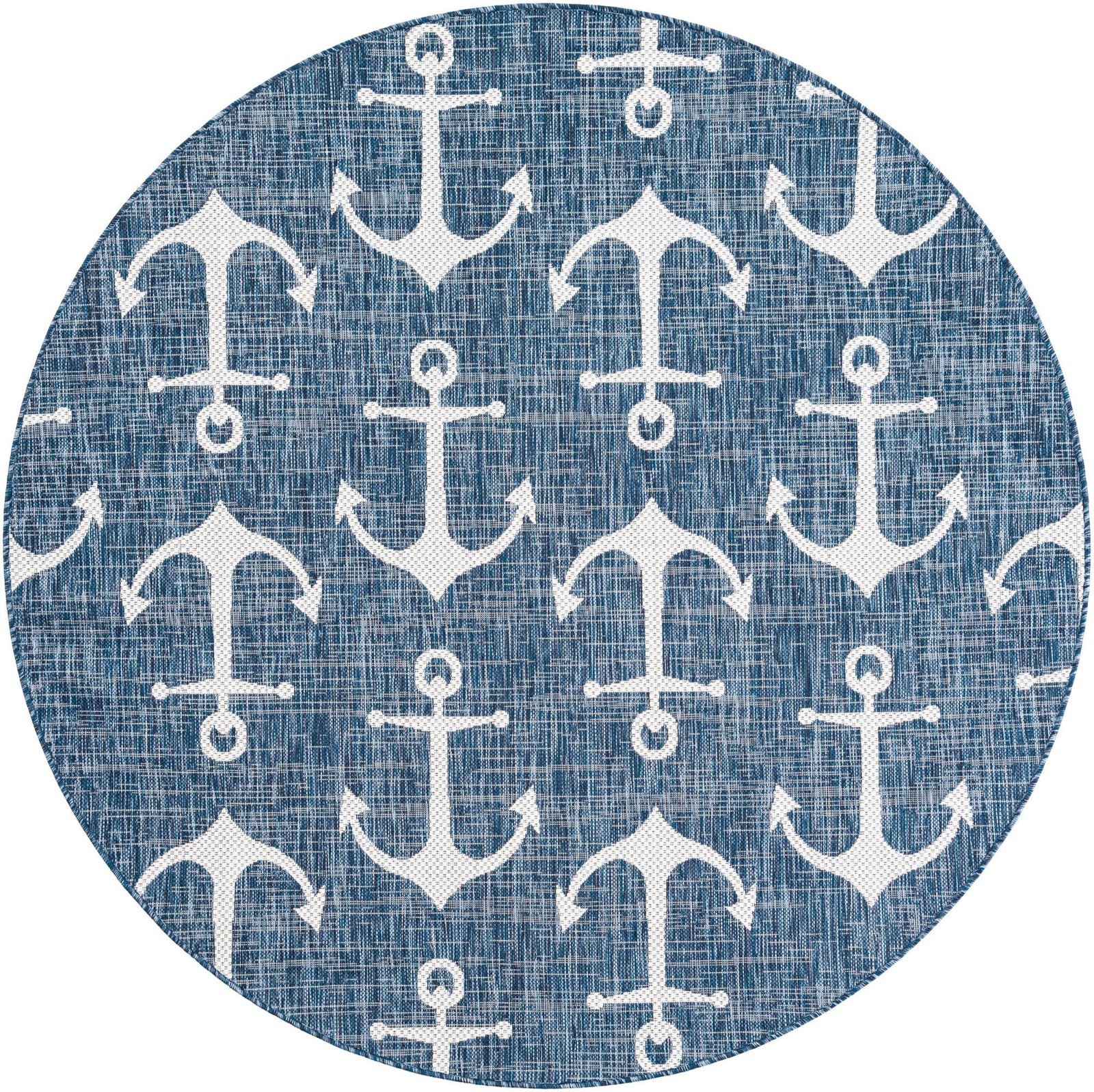 6' x 6' Millbrook · Anchor Outdoor Rug, blue and ivory
