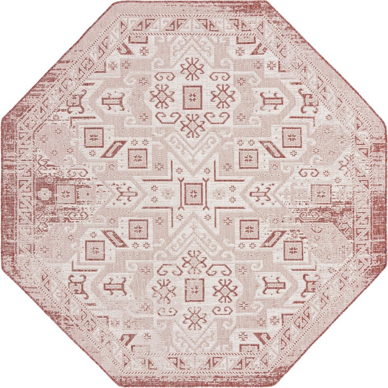 7' 10 x 7' 10 Estuary · Border Outdoor Rug, rust red