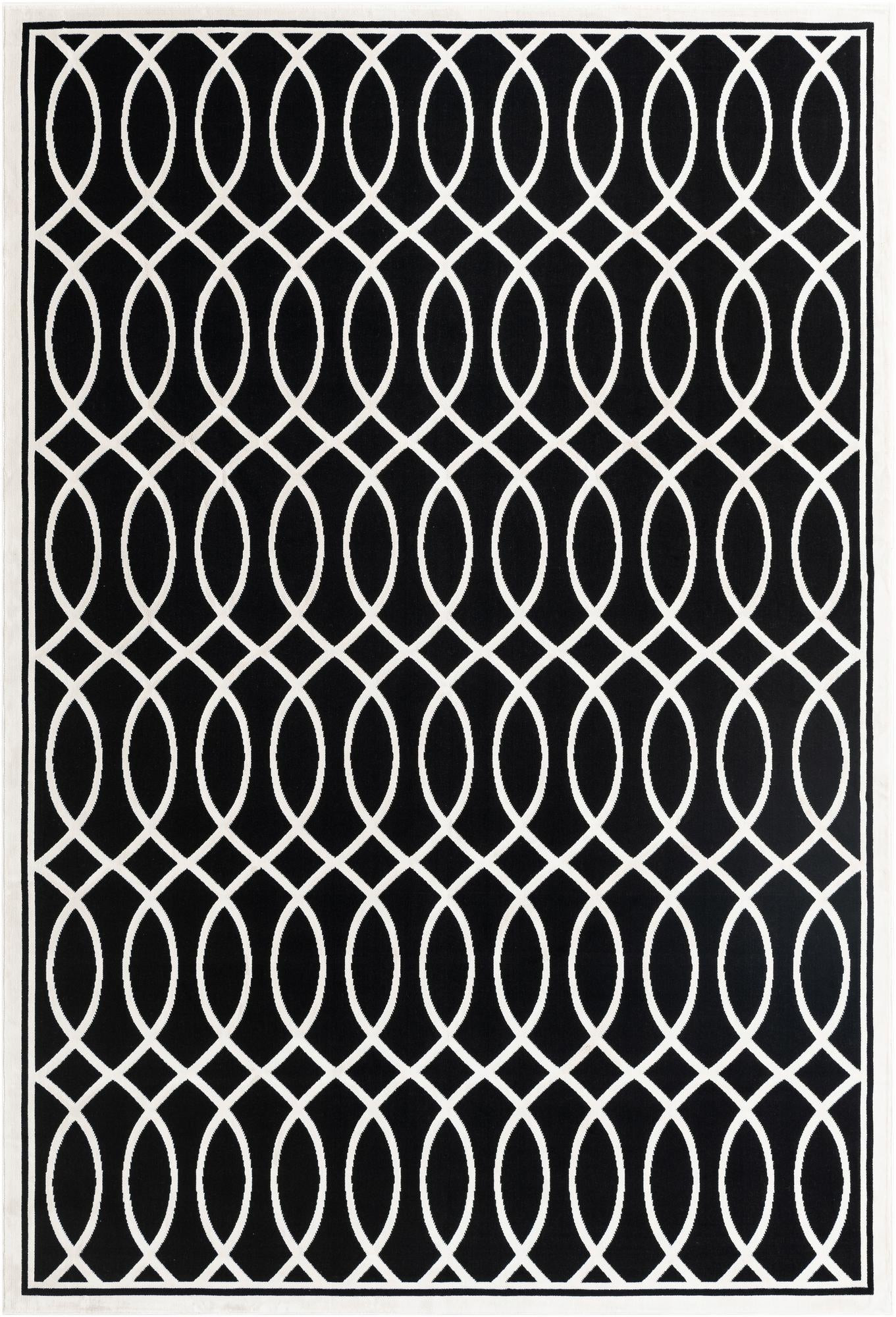 7' x 10' Richfield · Border rug, black and white