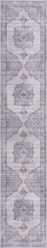 Hazelle · Medallion Washable Rug, ivory and gray