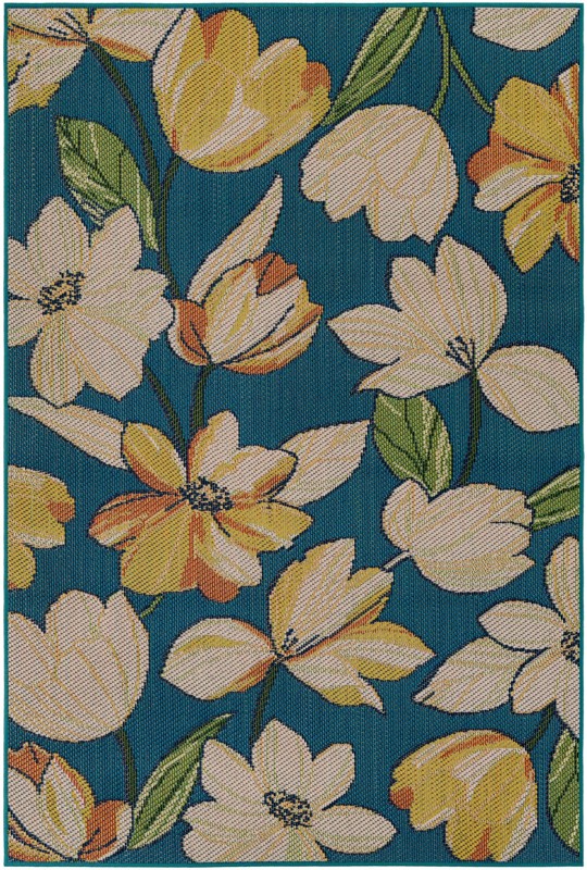 Lyndon · Floral / botanical Outdoor Rug, blue