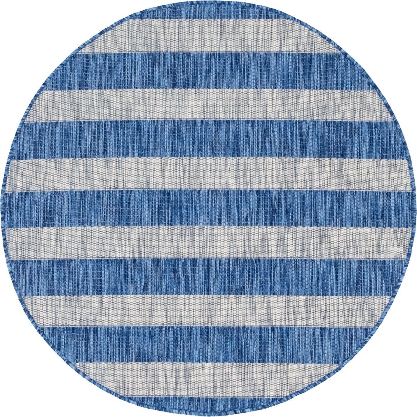 4' x 4' Dahlia · Striped Outdoor Rug, blue and gray