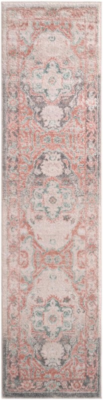 2' x 8' Pierce · Border rug, rose pink and gray
