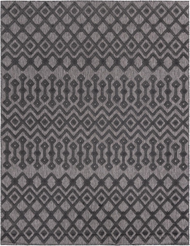 7' 10 x 10' Creed · Geometric Outdoor Rug, charcoal gray and ash