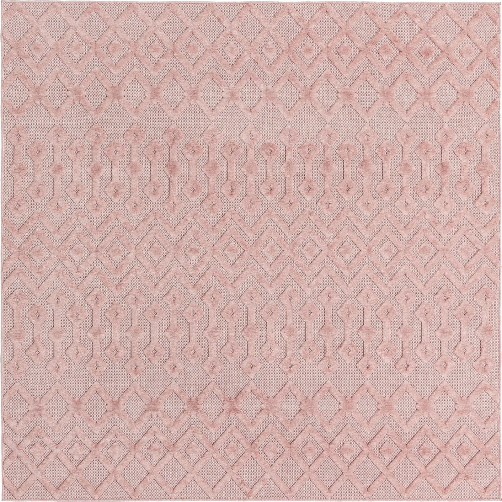 7' 10 x 7' 10 Creed · Geometric trellis Outdoor Rug, light pink