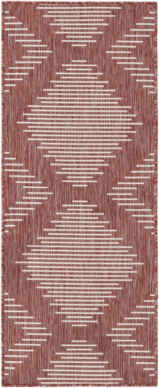 2' x 5' 3 Harlow · Diamond Outdoor Rug, rust red