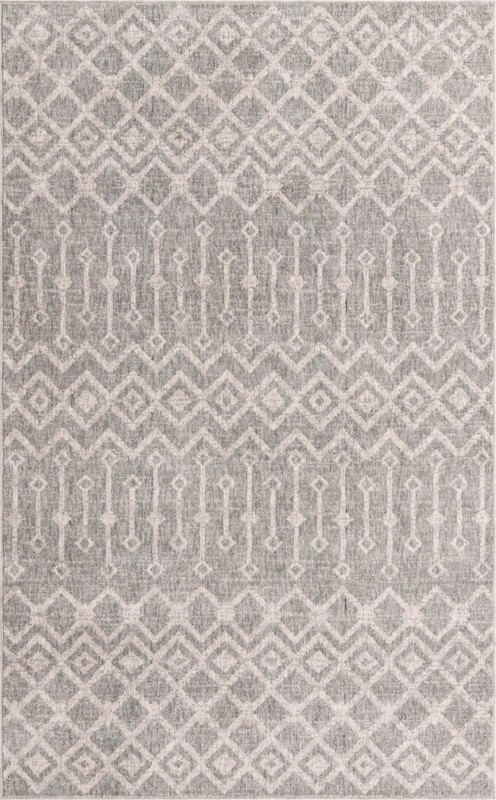 5' 3 x 8' Harlan · Geometric trellis rug, gray and ivory