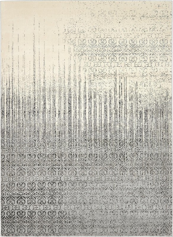 7' 10 x 11' Marchmont · Abstract damask rug, gray and ivory