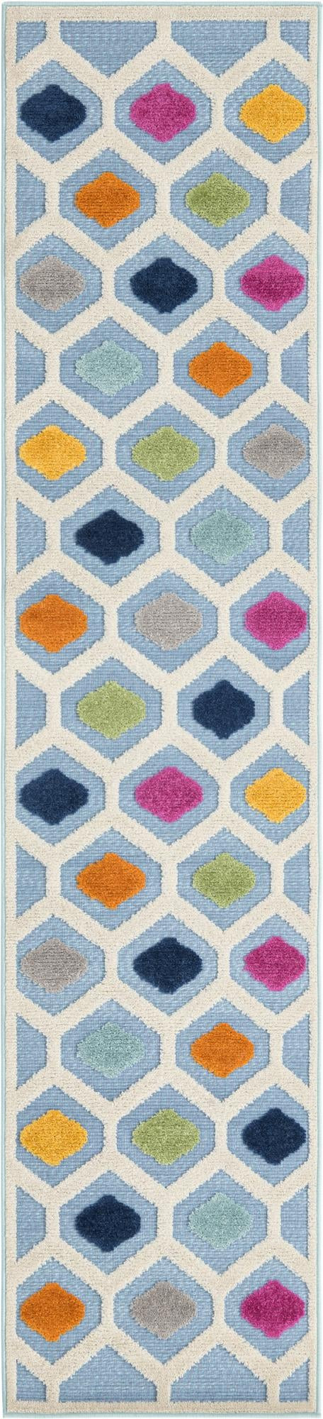2' x 10' Raleigh · Geometric Outdoor Rug, blue