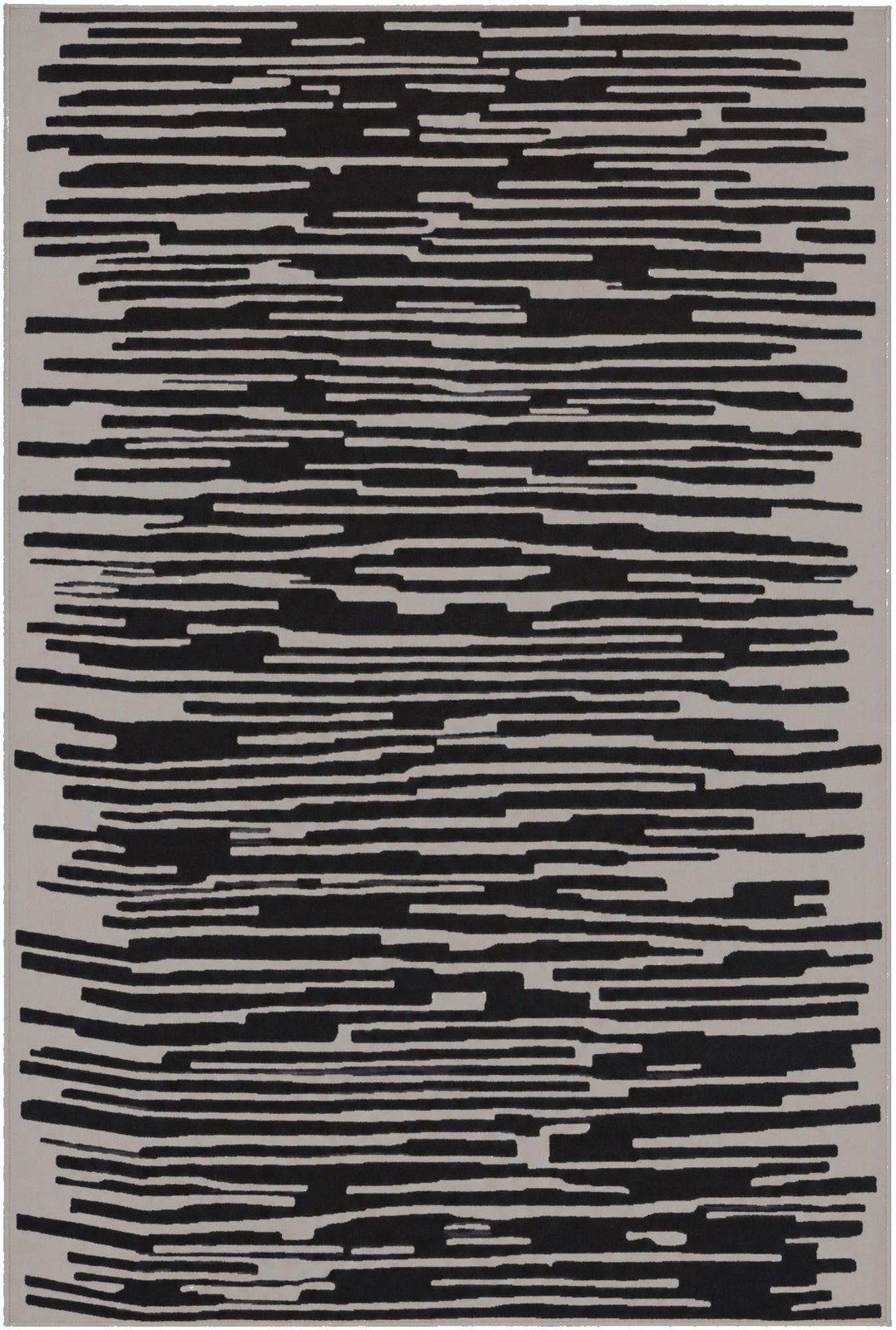 6' x 9' Clemson · Abstract striped rug, black and ivory