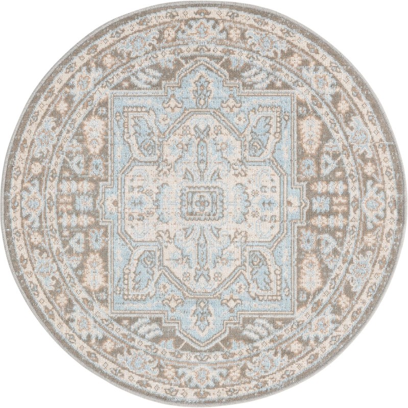 3' 3 x 3' 3 Jessup · Medallion rug, gray, ivory and blue