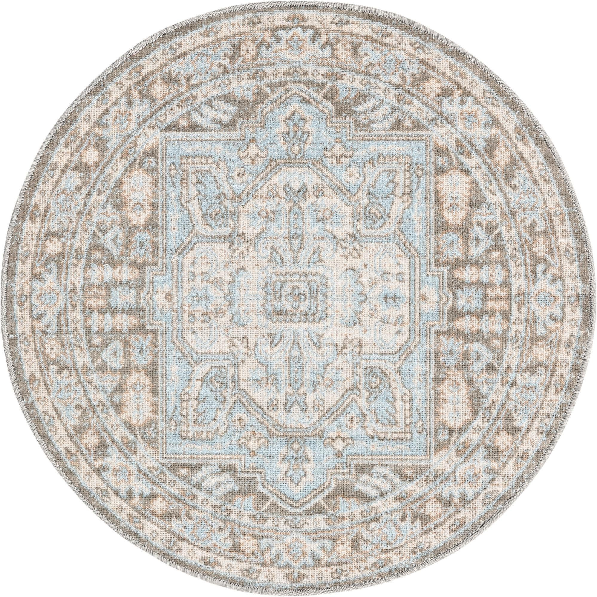 3' 3 x 3' 3 Jessup · Medallion rug, gray, ivory and blue