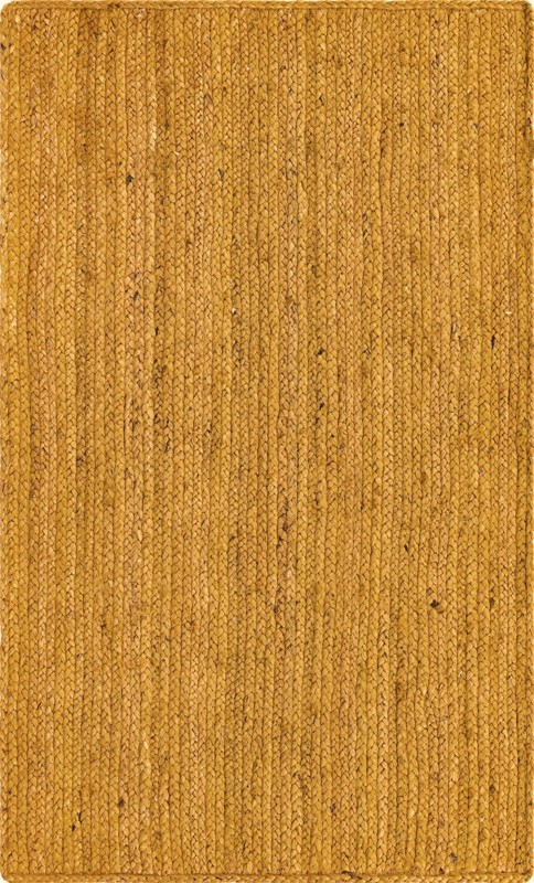 Marlin · Solid braided Braided Jute Rug, warm mustard yellow