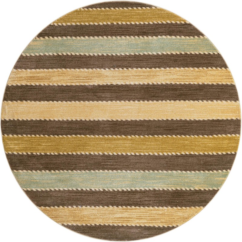 6' x 6' Rye · Striped rug, brown and beige