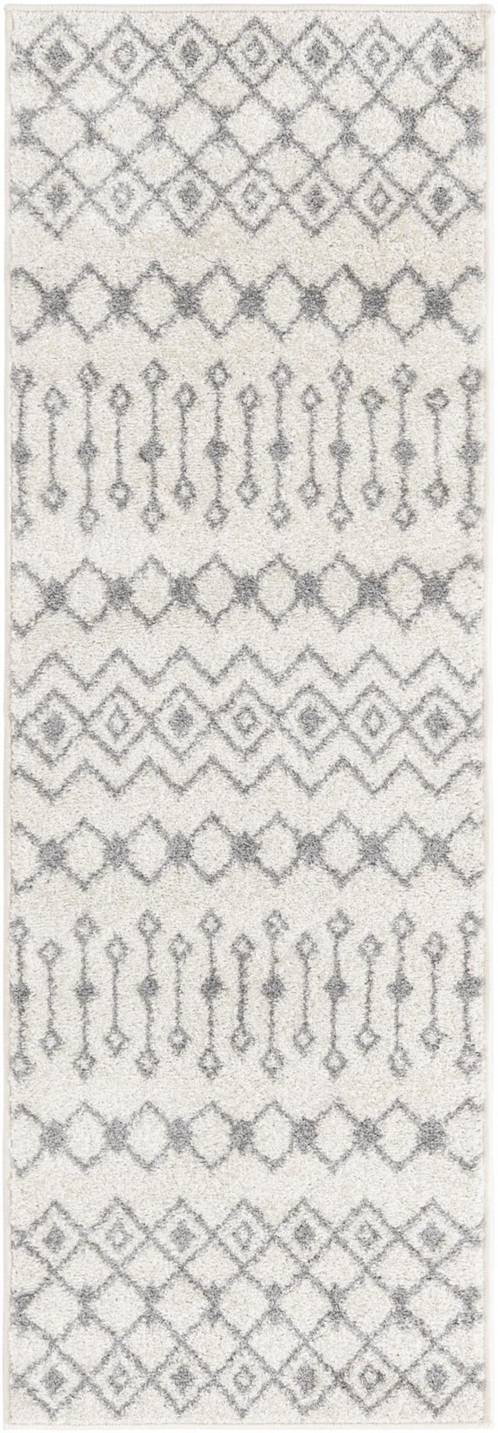 2' x 6' Boswell · Geometric lattice rug, ivory and gray