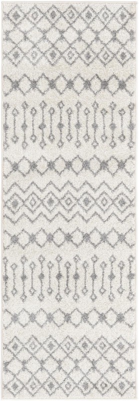 2' x 6' Boswell · Geometric lattice rug, ivory and gray
