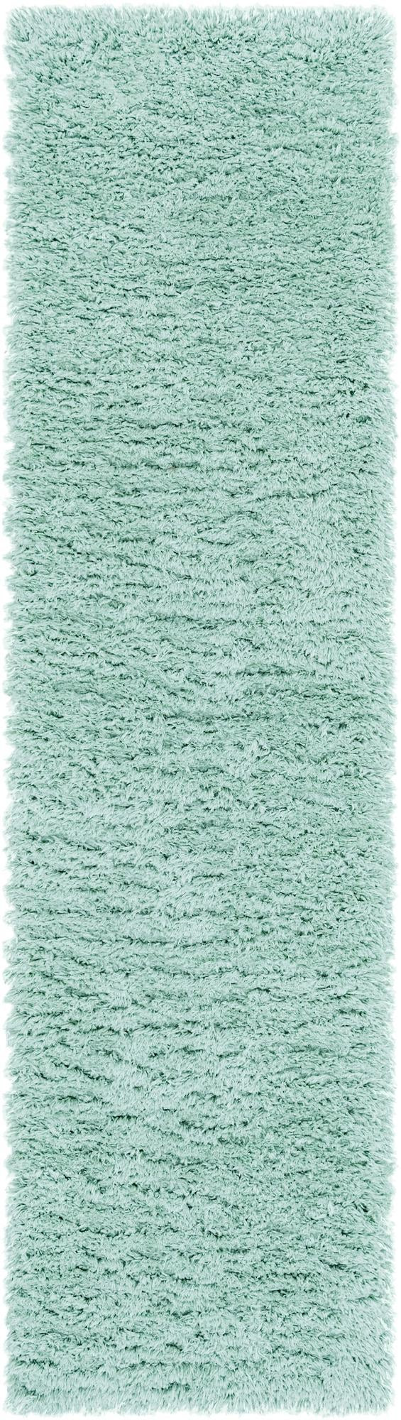 2' 7 x 13' Olympia · Solid Shag Rug, cyan