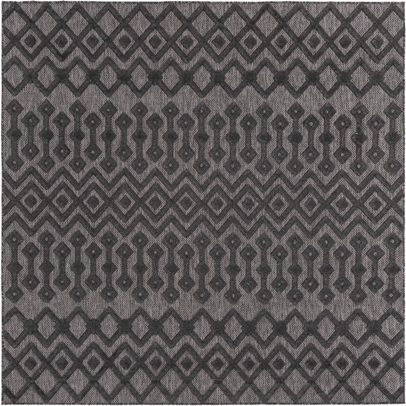Creed · Geometric Outdoor Rug, charcoal gray and ash