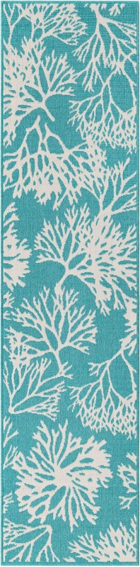 Dartmouth · Coral Outdoor Rug, teal and ivory
