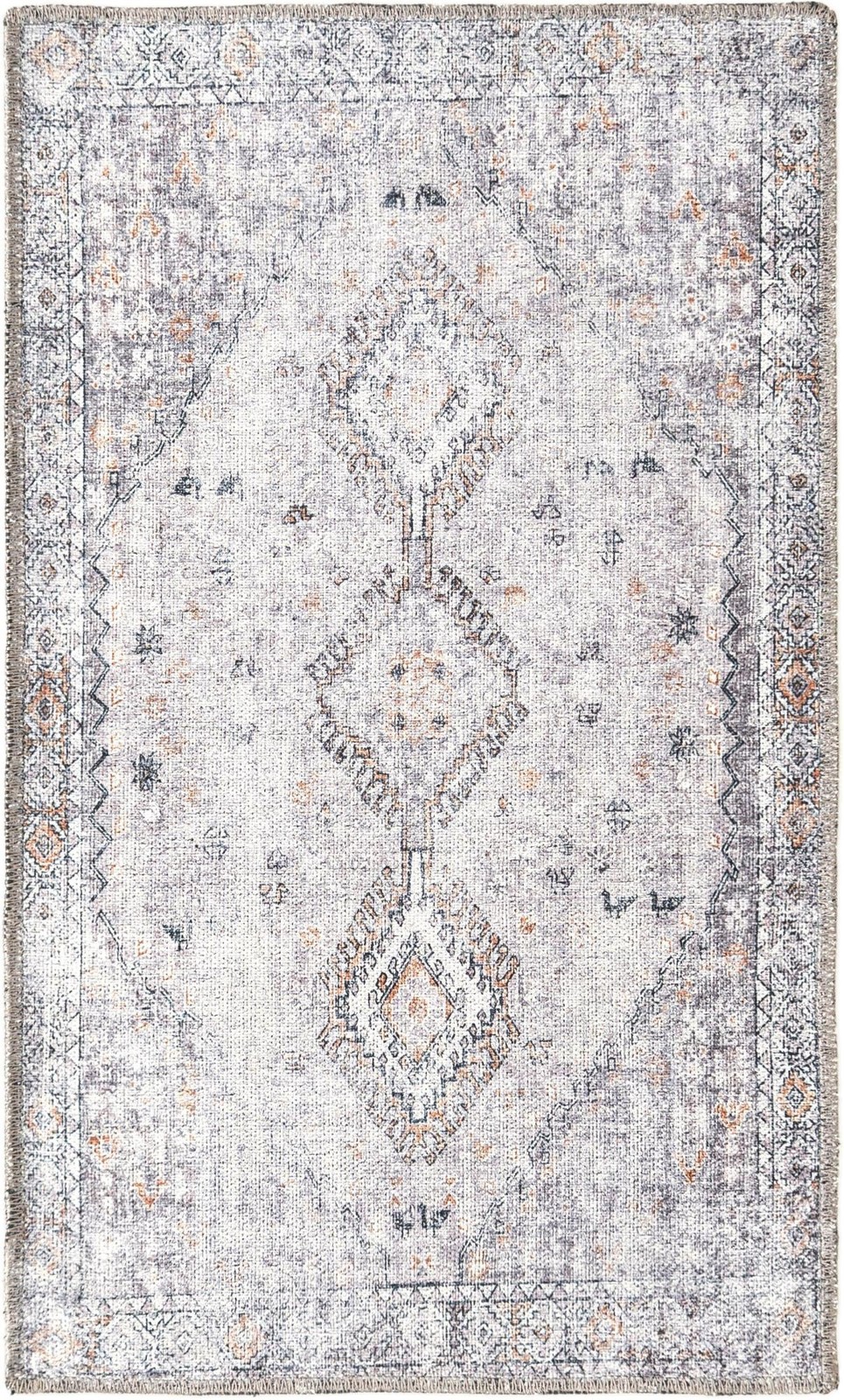 2' x 3' Hodges · Diamond medallion Washable Rug, ivory and gray