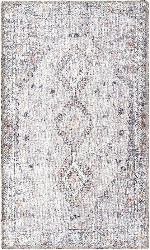 2' x 3' Hodges · Diamond medallion Washable Rug, ivory and gray