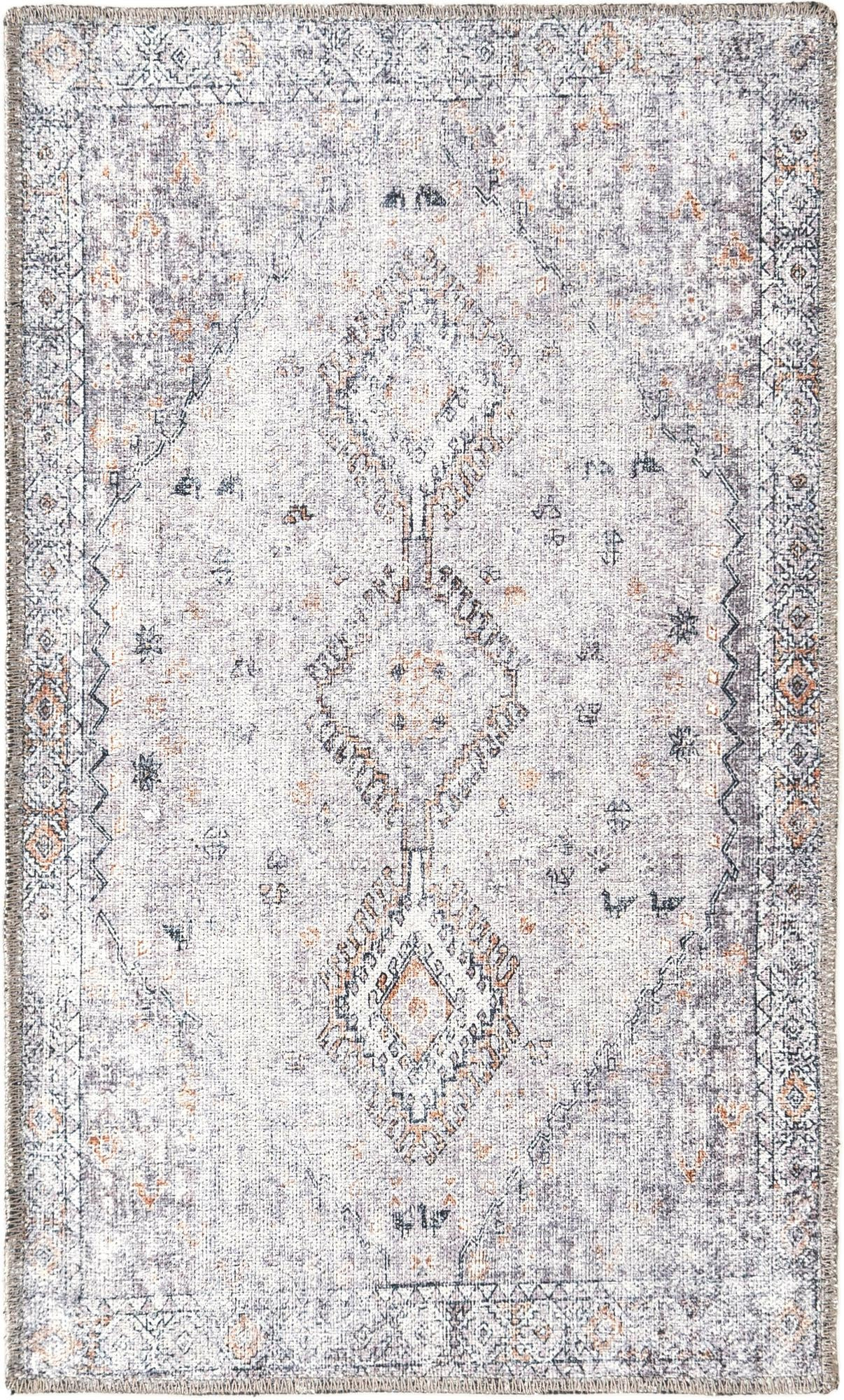 2' x 3' Hodges · Diamond medallion Washable Rug, ivory and gray