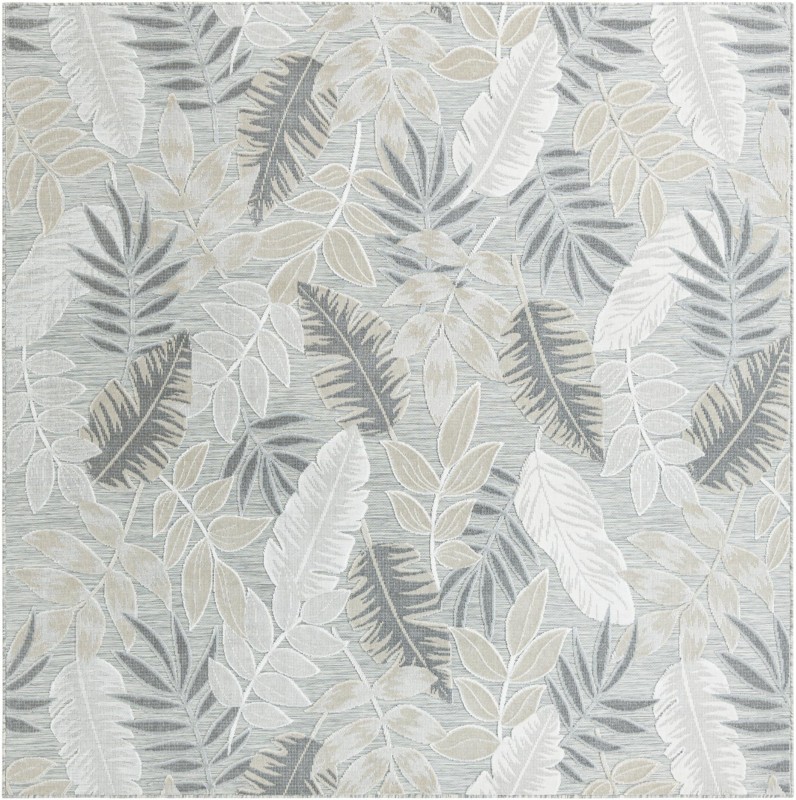 Quimby · Botanical Outdoor Rug, gray and ivory