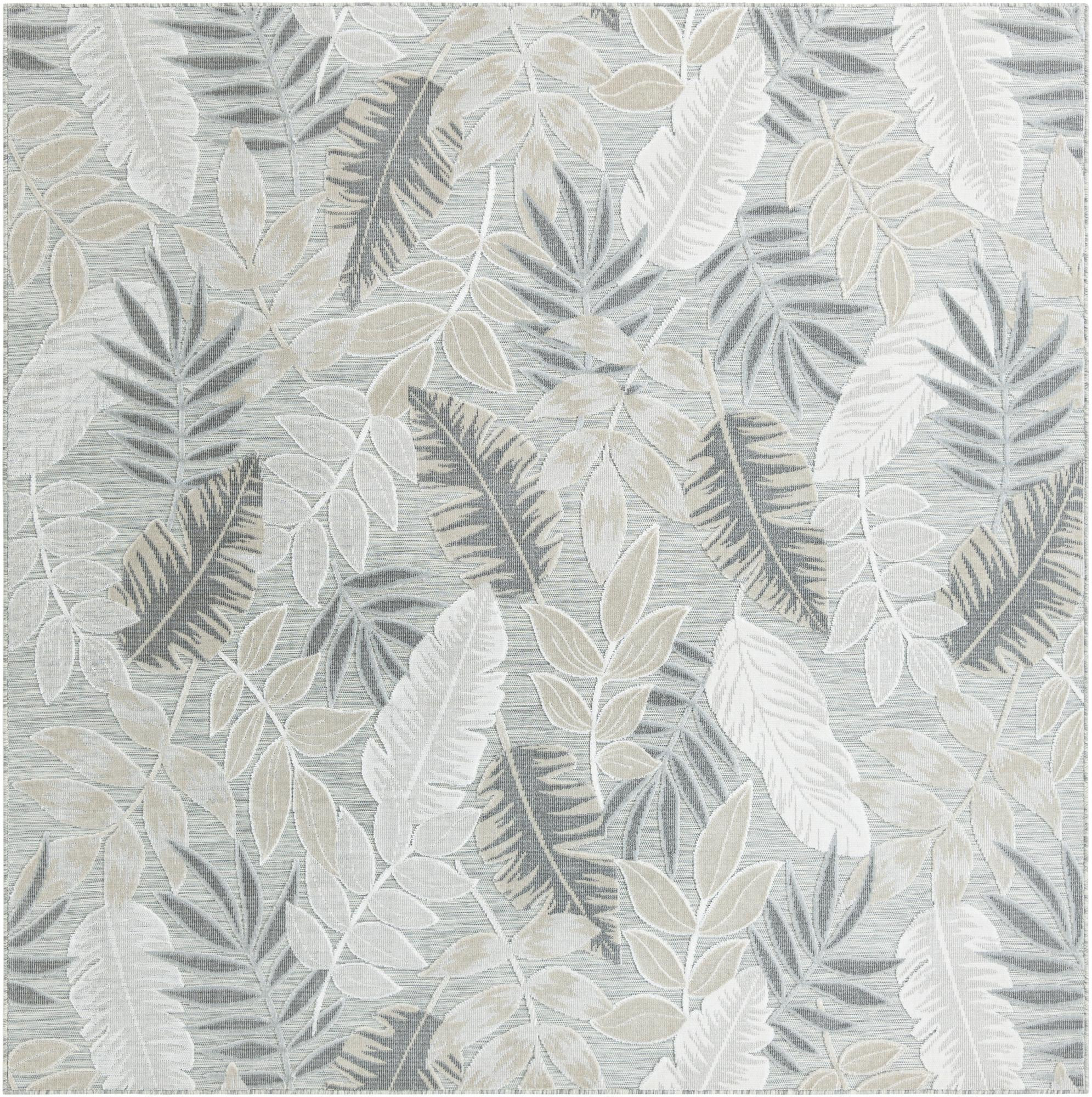 8' 2 x 8' 2 Quimby · Botanical Outdoor Rug, gray and ivory
