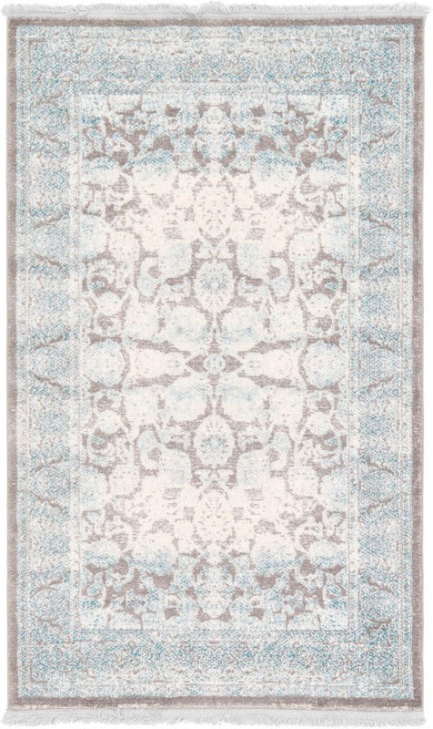3' 3 x 5' 3 Bartlett · Faded medallion rug, light blue and ivory