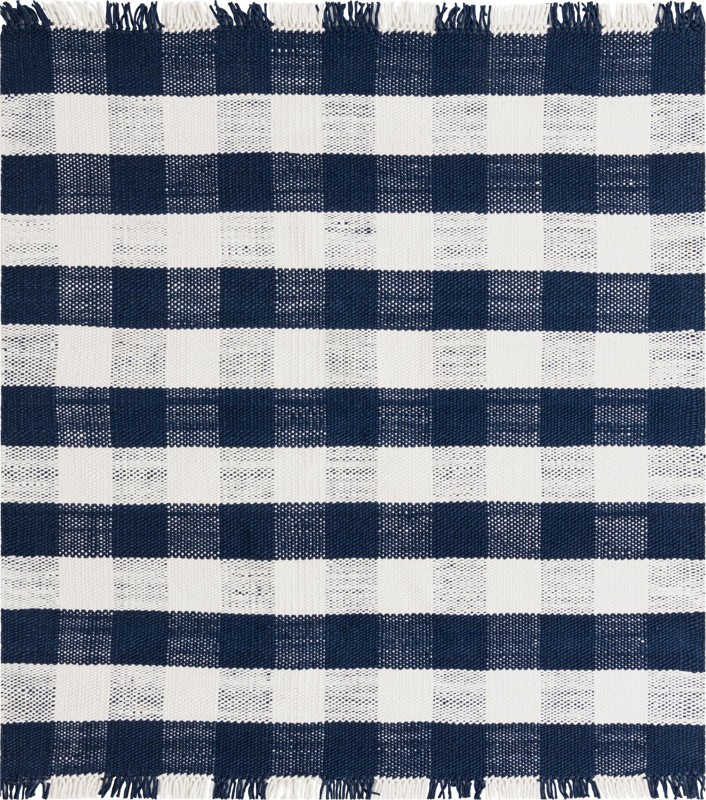 7' 10 x 7' 10 Grady · Checkered Washable Outdoor Rug, navy and ivory