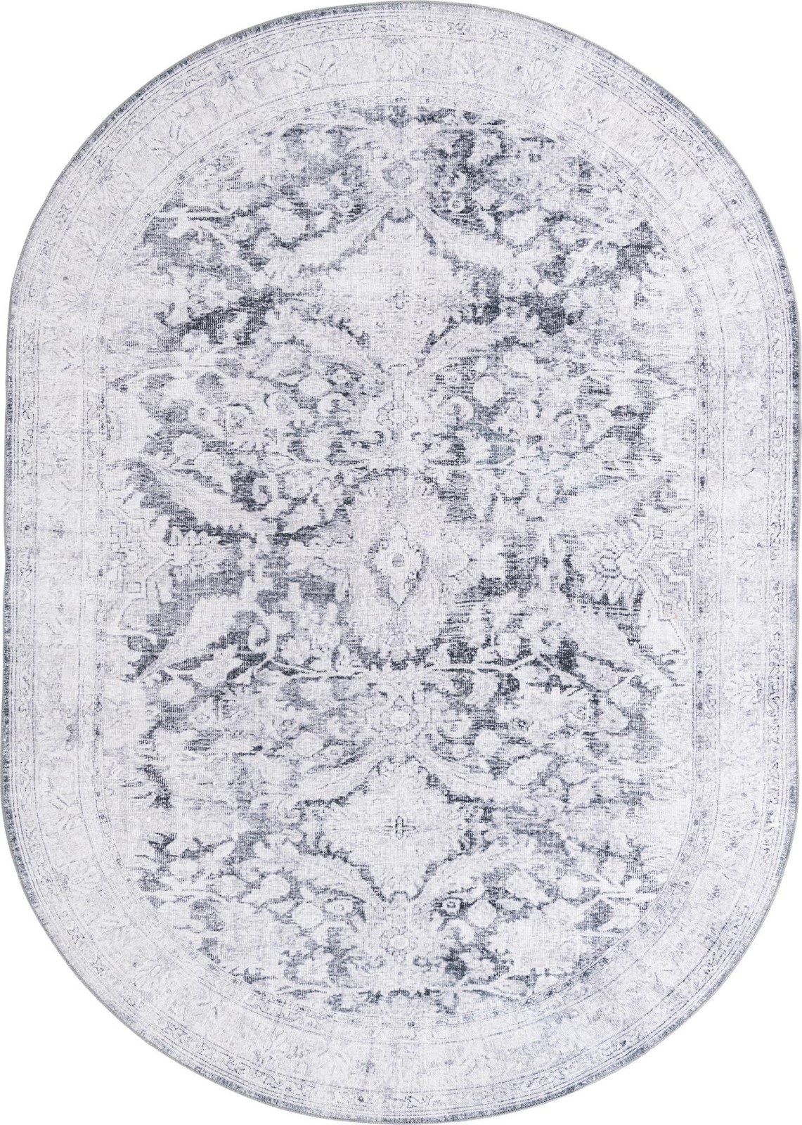 7' 6 x 10' 6 Augusta · Border Washable Rug, charcoal