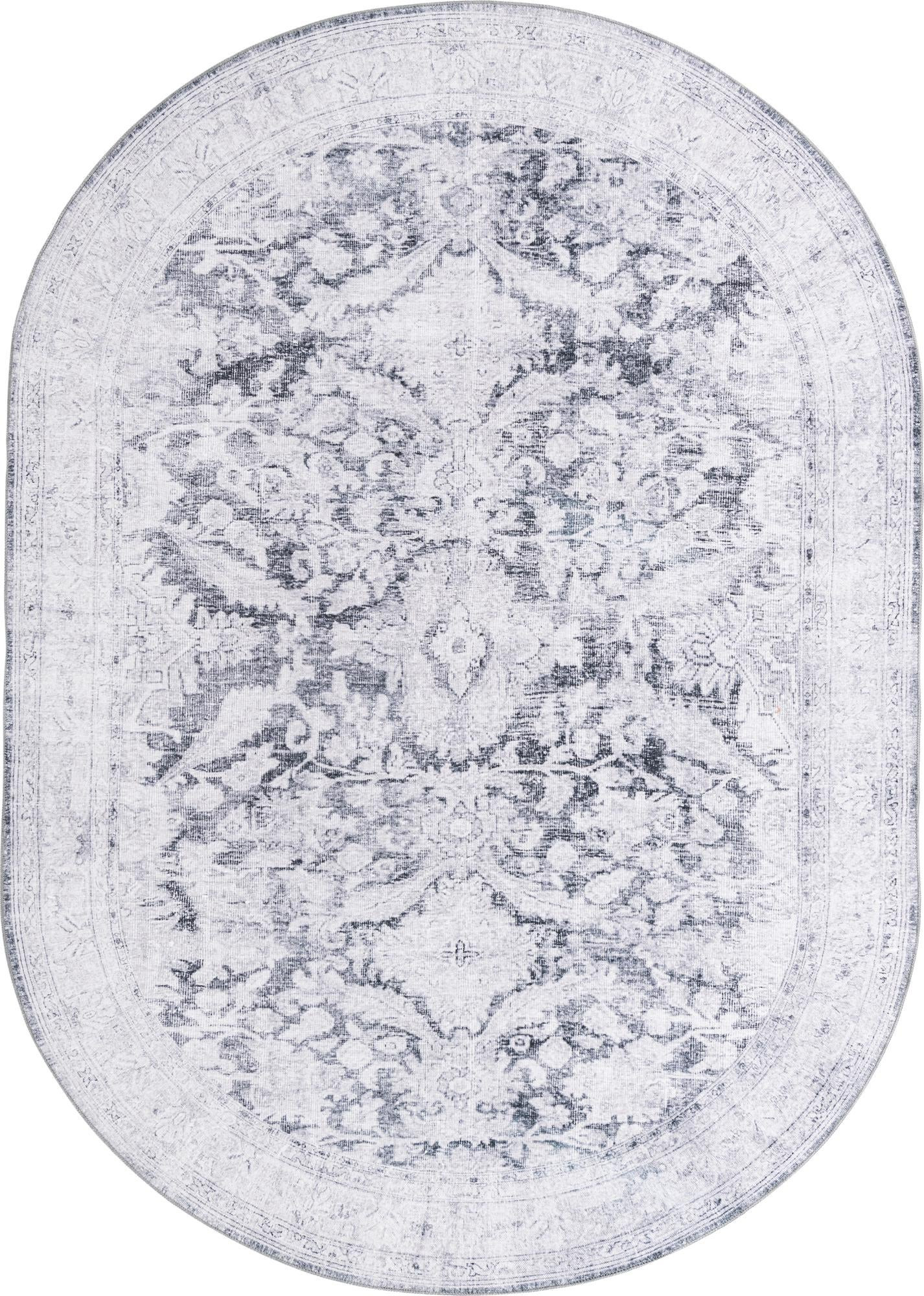 7' 6 x 10' 6 Augusta · Border Washable Rug, charcoal