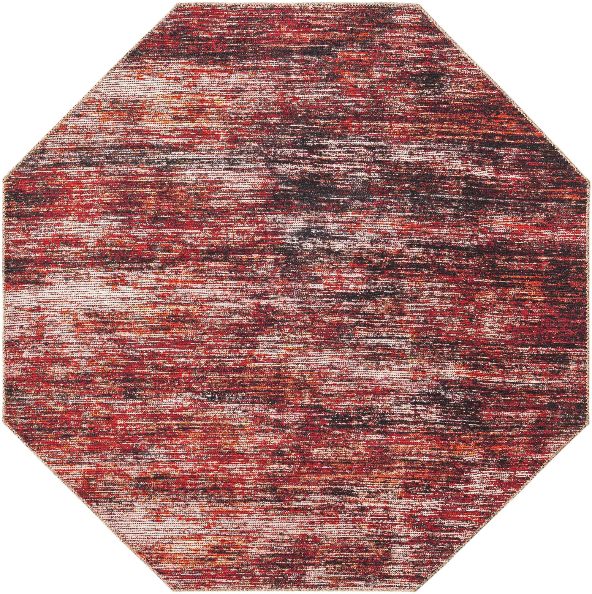 5' x 5' Prewitt · Abstract rug, rust red