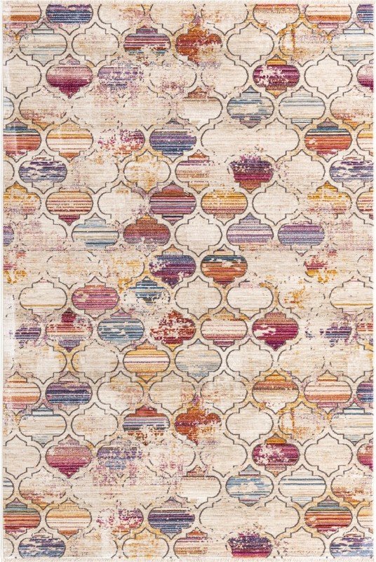 5' 3 x 7' 9 Sparrow · Lattice rug, multicolor and beige