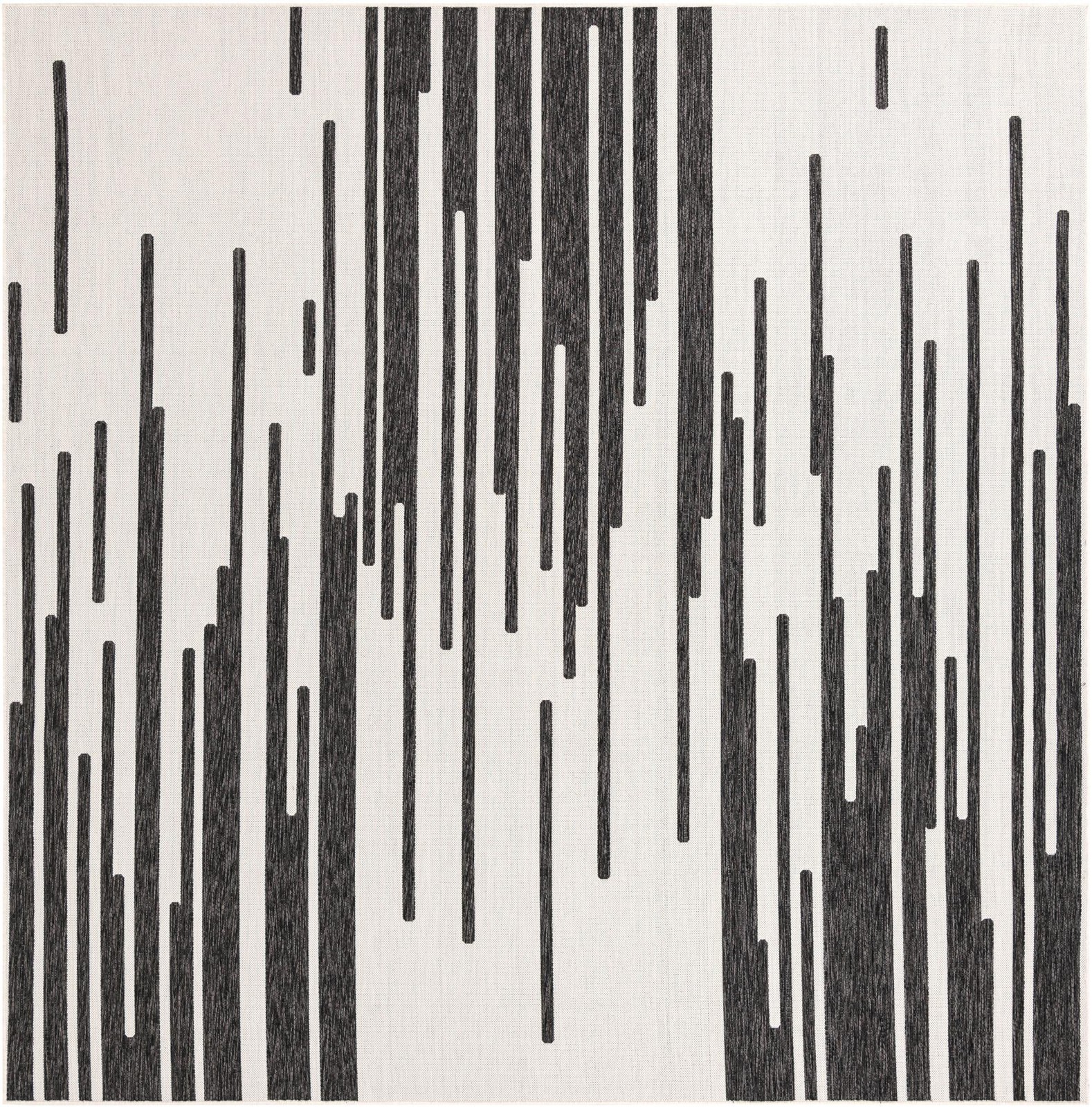 10' x 10' Copse · Lines Outdoor Rug, black and white