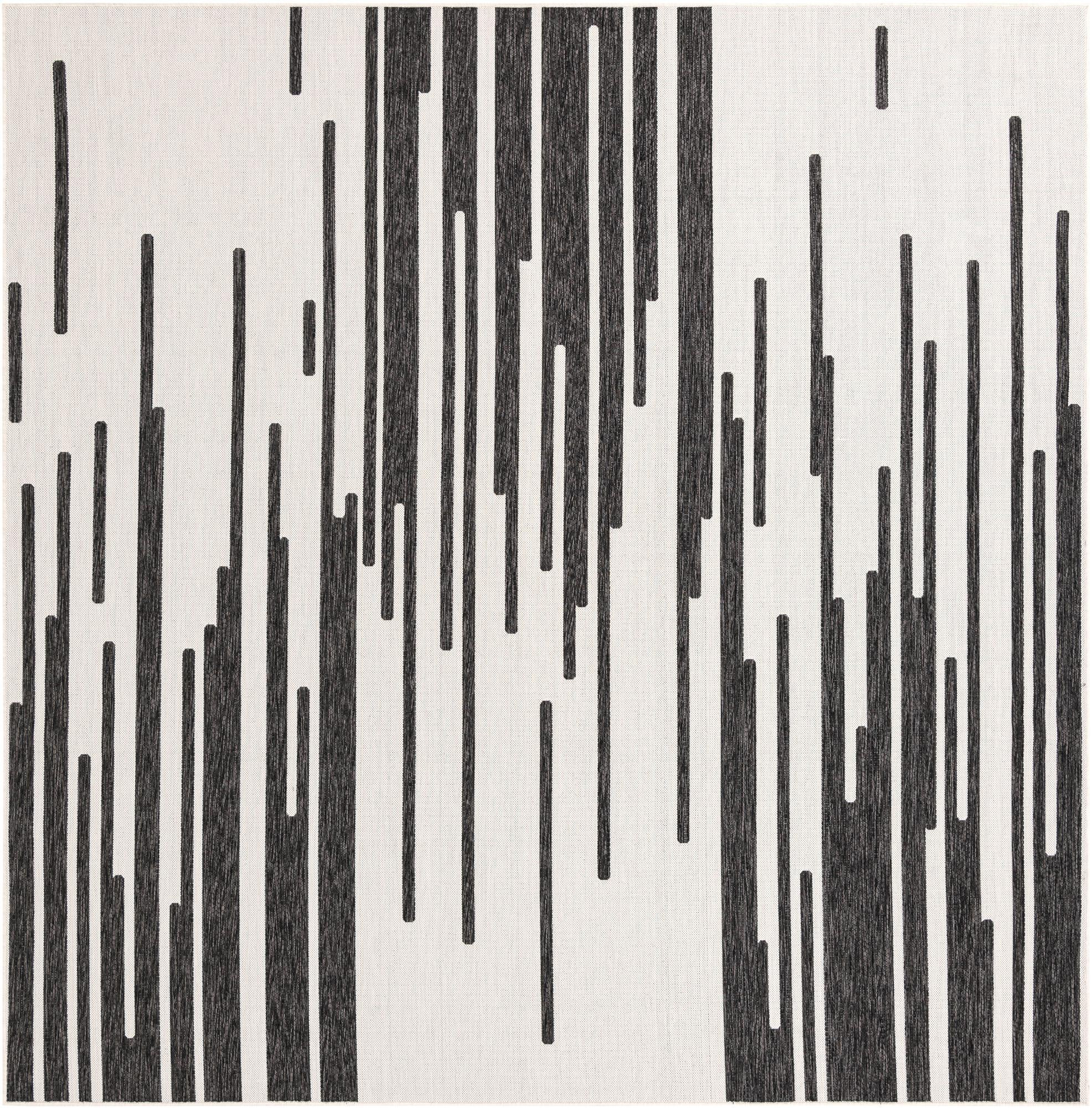 10' x 10' Copse · Lines Outdoor Rug, black and white
