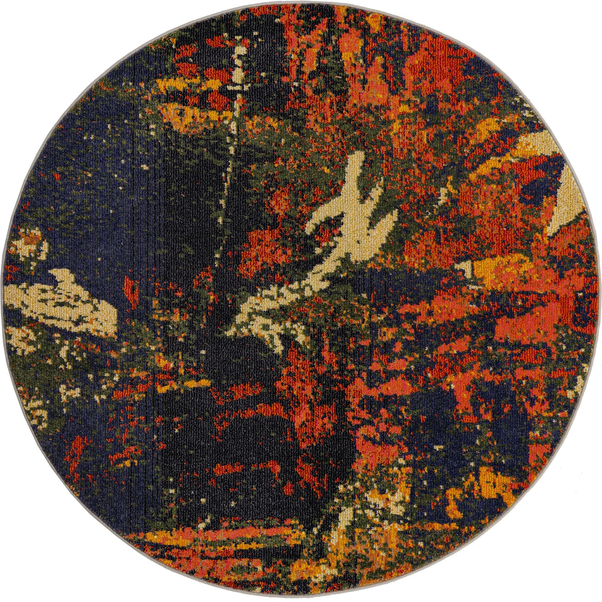 5' 3 x 5' 3 Reeves · Abstract Washable Rug, rust and navy