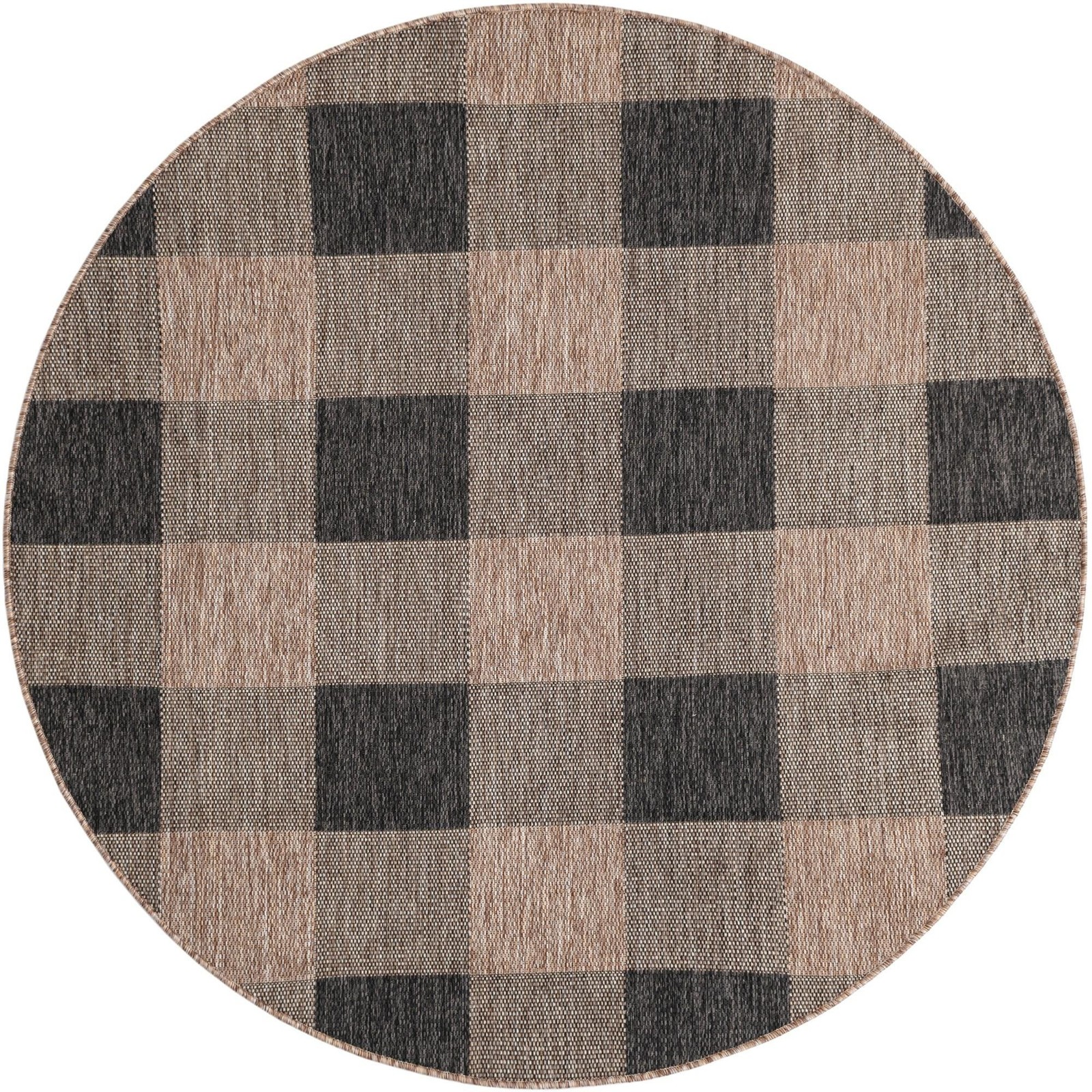 6' x 6' Ramona · Plaid Outdoor Rug, black and brown