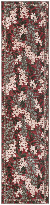 Hanson · Floral rug, coral and green
