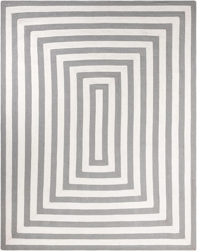 Dennison · Border Washable Outdoor Rug, gray and white