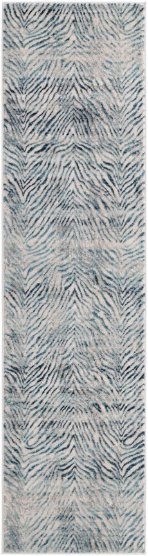 2' x 8' Beckford · Zebra rug, teal and cream