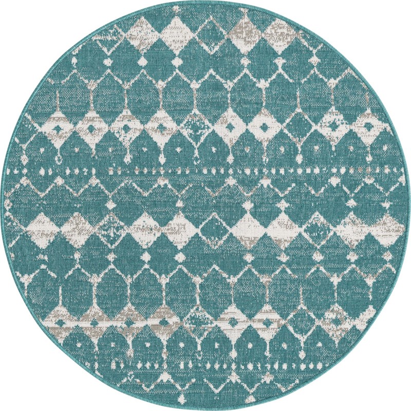 4' x 4' Stowe · Diamond Outdoor Rug, teal