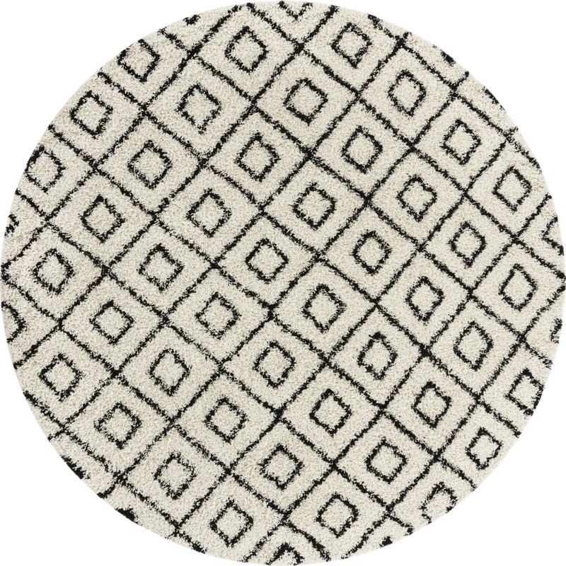 10' x 10' Brock · Geometric diamond Shag Rug, black and cream