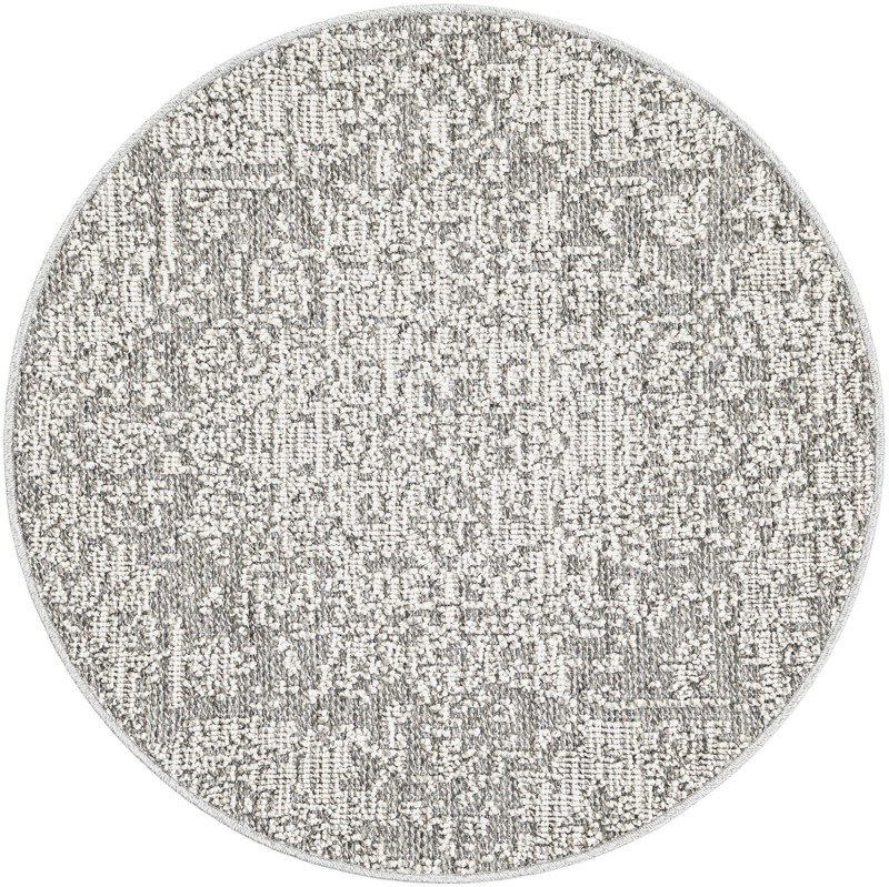 3' 1 x 3' 1 Cotter · Faded medallion Outdoor Rug, gray and cream