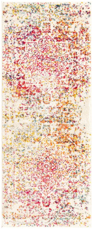 Birch · Distressed medallion rug, ivory and multi