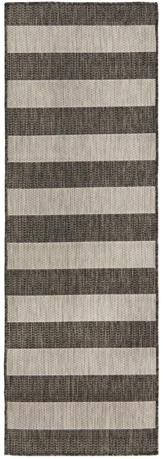 2' x 6' Dahlia · Striped Outdoor Rug, charcoal