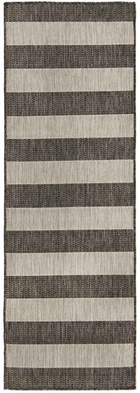 Dahlia · Striped Outdoor Rug, charcoal