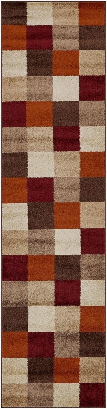 Padgett · Checkered rug, terracotta, brown and cream