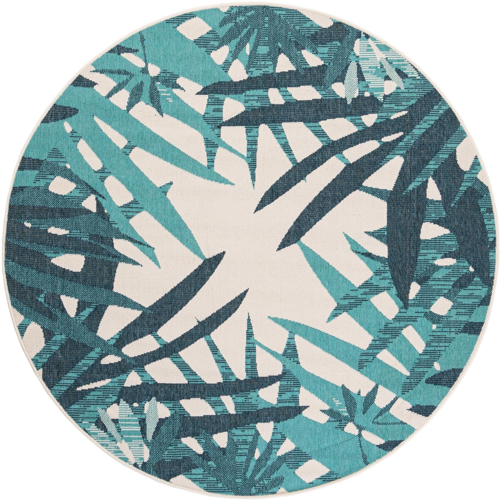 6' x 6' Heron · Floral / botanical Outdoor Rug, teal blue